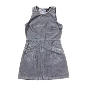 Vintage American Eagle Gray Corduroy Sleeveless Mini Dress Womens Size 4 Zip